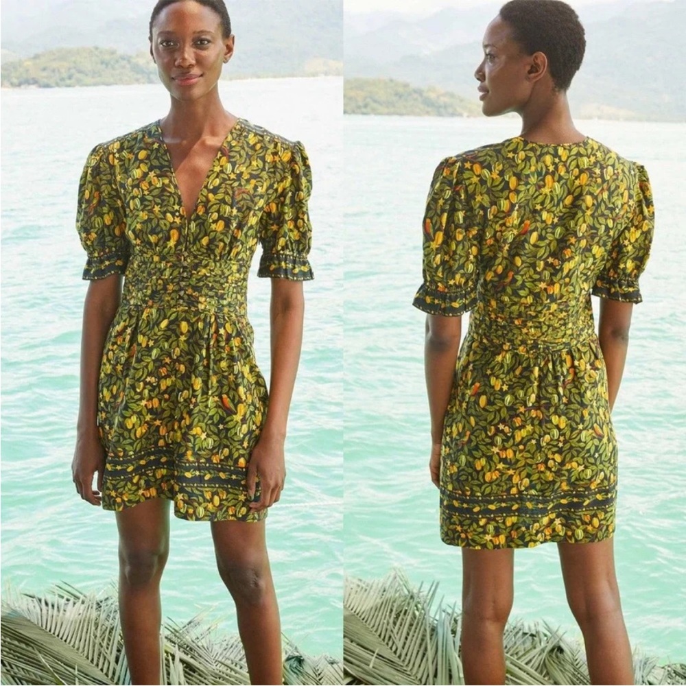 FARM Rio V Neck Mini Starfruit Dress